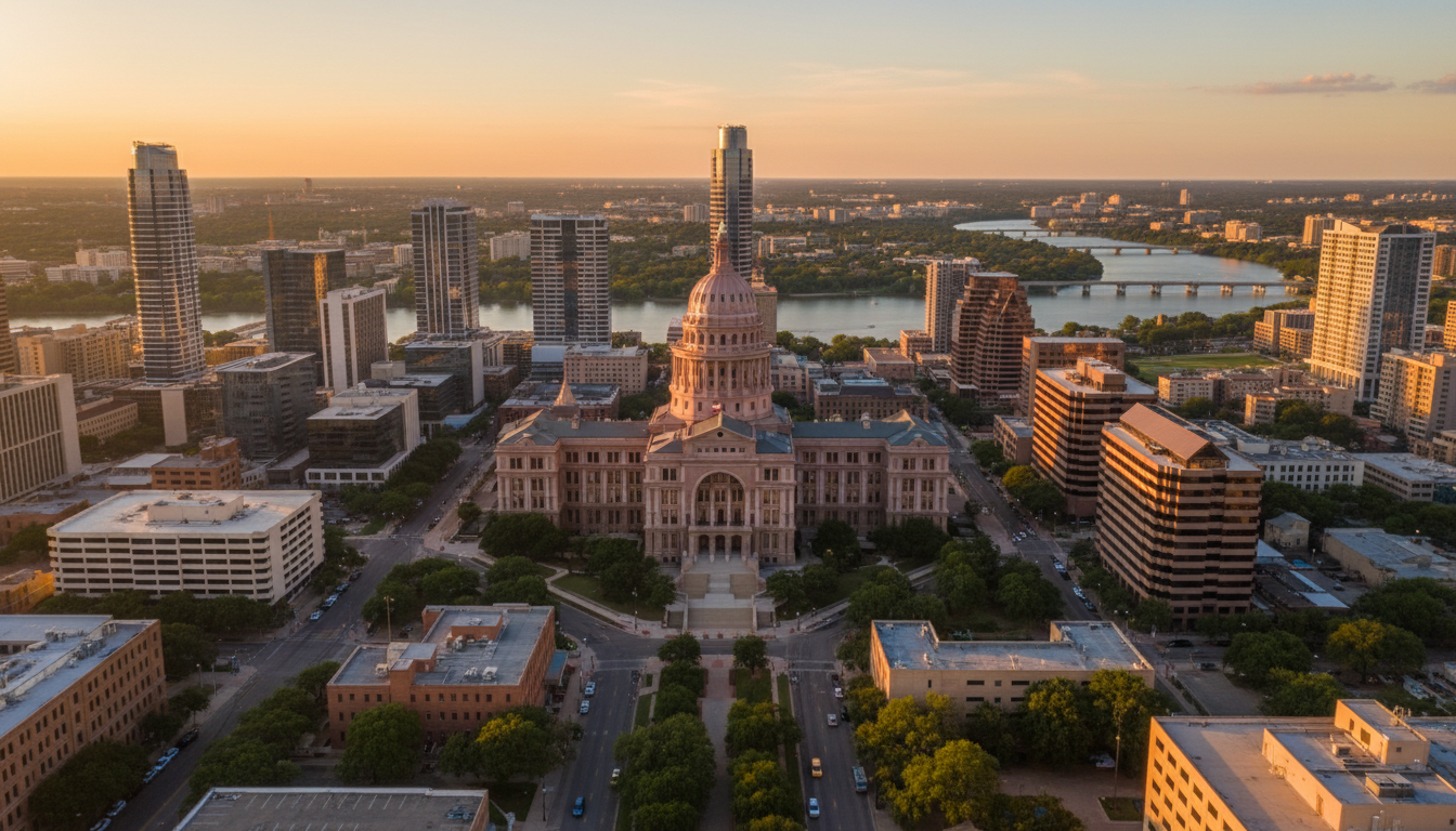 Austin, Texas cityscape with State Capitol